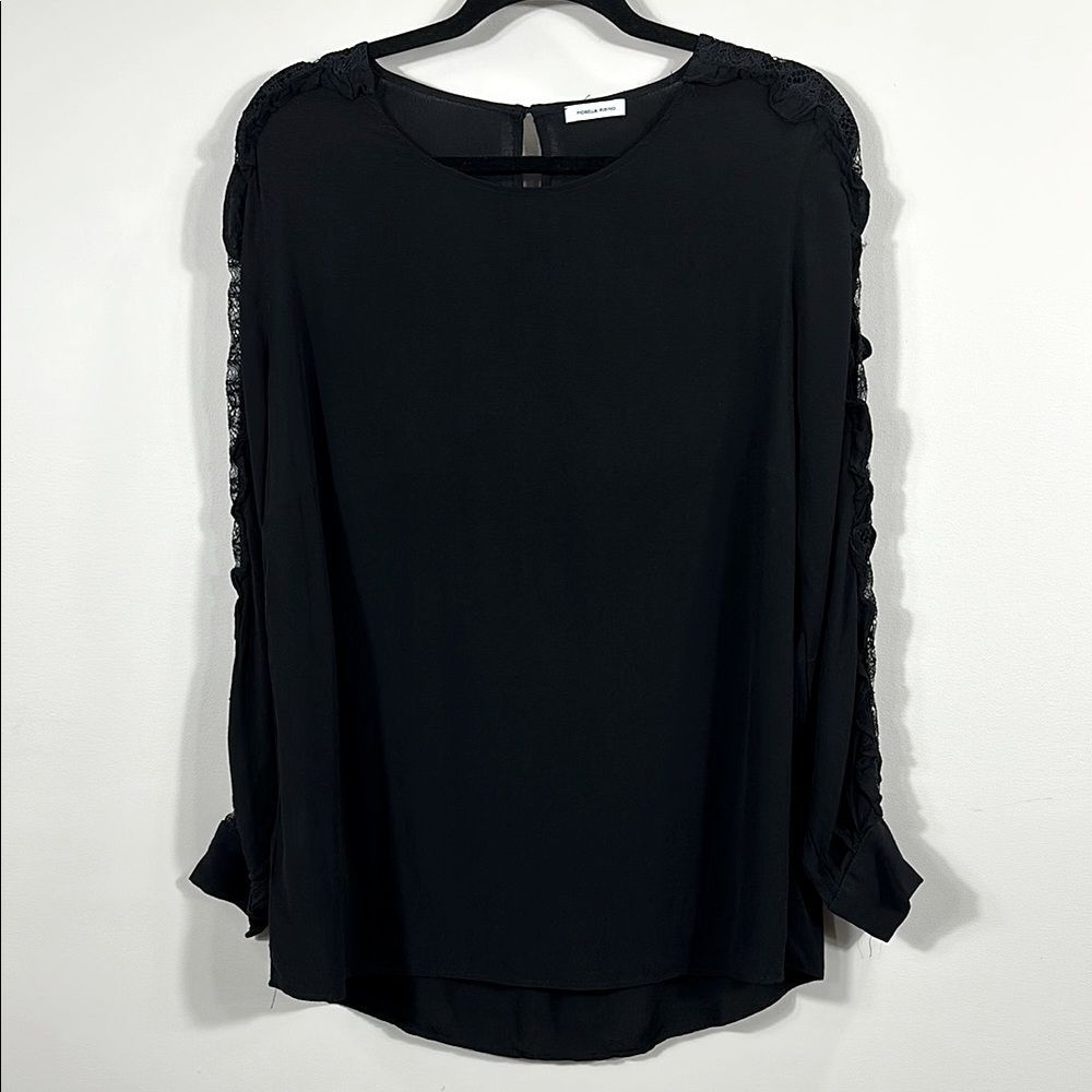 Fiorella Rubino Black Longsleeve Mesh Detail Evening Top Viscose Women Size 10